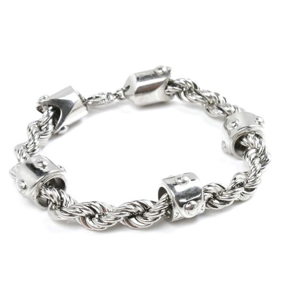 LOUIS VUITTON Louis Vuitton Metal LV Rope Bracelet M1540M M 20.5cm Men's - Picture 1 of 6